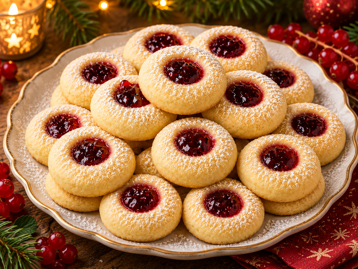 Kiaras Engelsaugen (Traditional German Thumbprint Cookies)